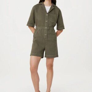 Frank and Oak utility romper in green